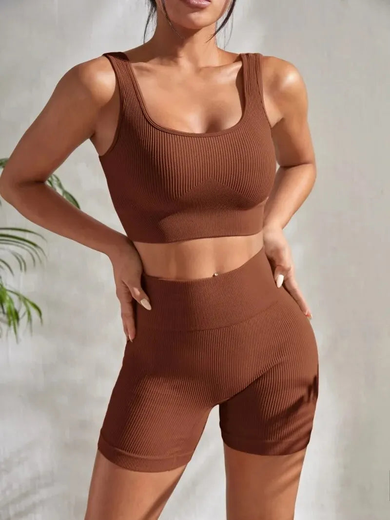 The Elevate Ribbed Crop & Shorts Set (2PC)