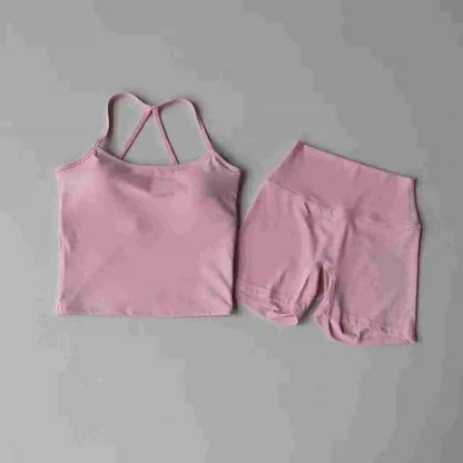 Sculpted Halter-Neck Seamless Short Set